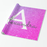Papel De Regalo Monograma de Purpurina rosa morado y espuma<br><div class="desc">Purpurina de imitación de color púrpura y rosa y elegante papel de envolver de regalo. Este papel de envoltura de regalo puede ser personalizado para incluir su nombre inicial y el nombre de pila para un paquete de regalo para un Chica Baby Shower, una ducha de novia, una fiesta de...</div>