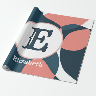 Papel De Regalo Monograma de rosa azul rosa creativo abstracto mín