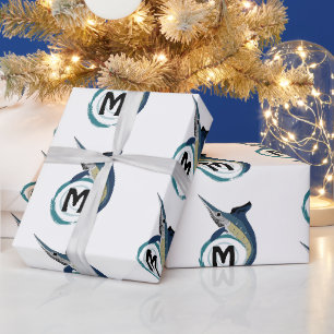 Papel De Regalo Monograma de saltos de pez espada