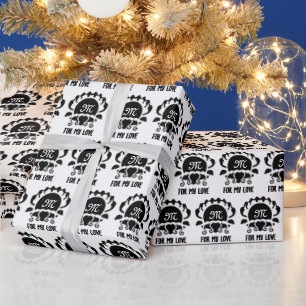 Papel De Regalo Monograma de silueta de clam negro