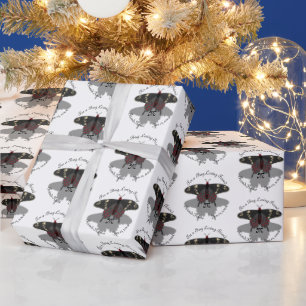 Papel De Regalo Monograma de sombra de mariposa Rosa Crimson
