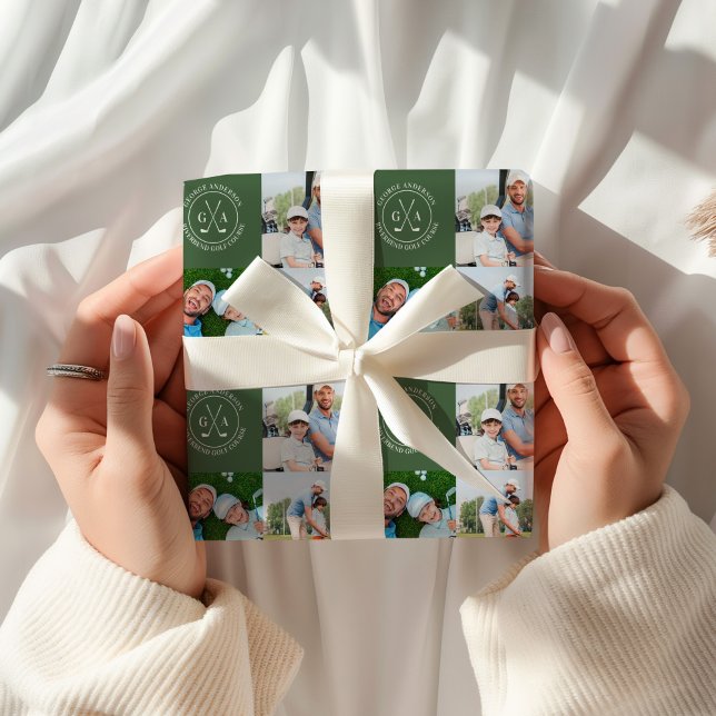Papel De Regalo Monograma de varias fotos de golf personalizadas p (Subido por el creador)