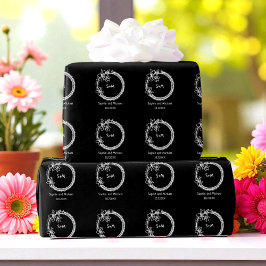 Papel De Regalo Monograma del Boda blanco negro