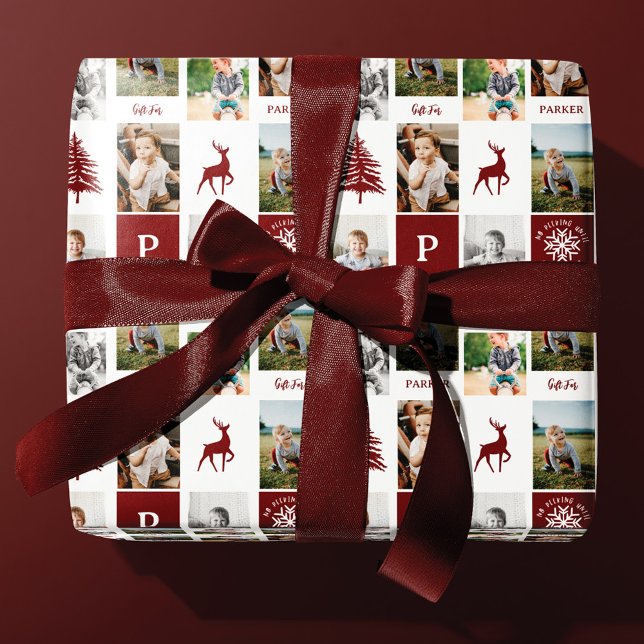 Papel De Regalo Monograma del Collage de fotos del Personalizado F (Subido por el creador)