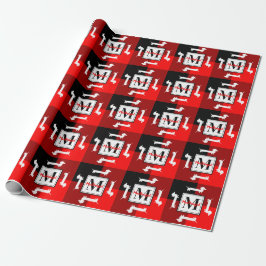 Papel De Regalo Monograma del navidad del Dachshund de la tela