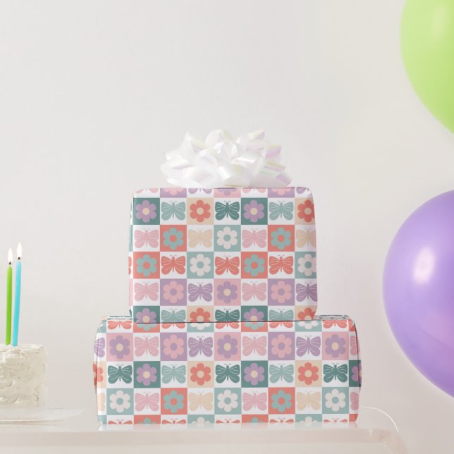 Papel De Regalo Monograma del personalizado de la mariposa de la f (Regalos de fiesta)