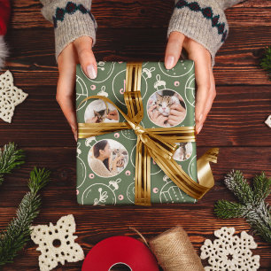 Papel De Regalo Monograma del Personalizado de ornamentos para gat