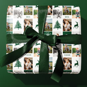 Papel De Regalo Monograma del Personalizado de Woodland Verde dive