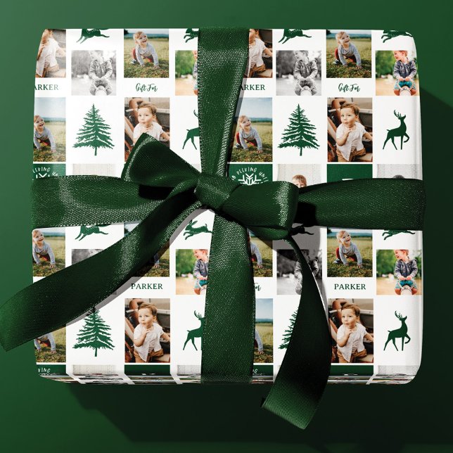 Papel De Regalo Monograma del Personalizado de Woodland Verde dive (Subido por el creador)