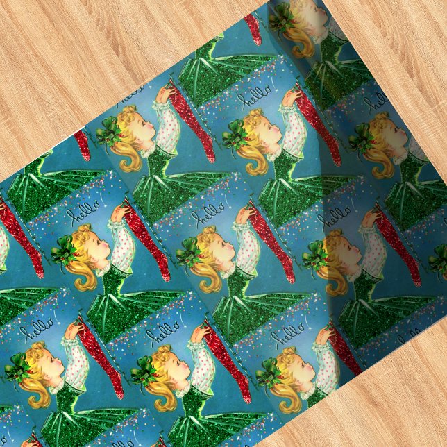 Papel De Regalo Monograma del purpurina de calcetines rojos de Nav (Subido por el creador)