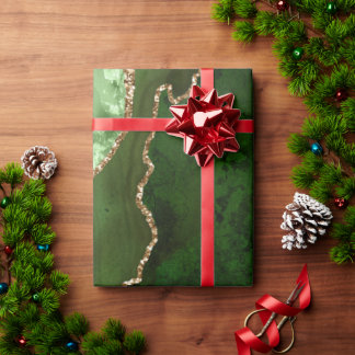 Papel De Regalo Monograma del Purpurina de oro verde de moda Agate