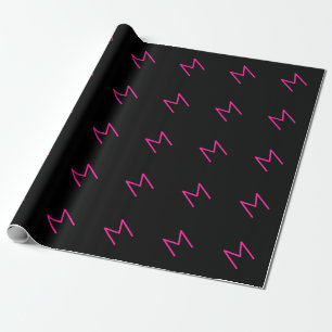 Papel De Regalo Monograma editable moderno rosa y negro