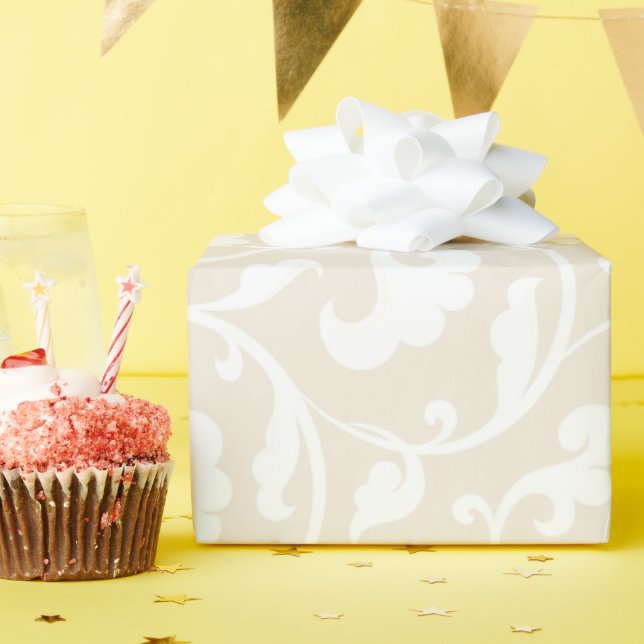 Papel De Regalo Monograma elegante de estampado floral de color be (Fiesta de cumpleaños )