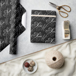 Papel De Regalo Monograma elegante de tipografía