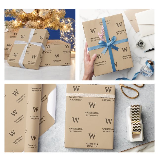 Papel De Regalo Monograma empresarial ruso elegante (Business Gift Wrapping Paper monogram brown company professional rustic kraft script artisan handmad)