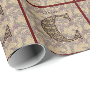 Papel De Regalo Monograma Floral Inicial C Su Nombre Elegante