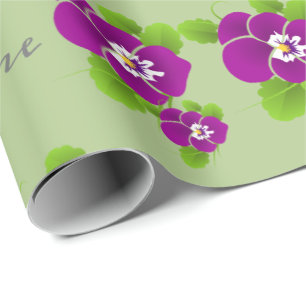 Papel De Regalo Monograma hawaiano morado floral