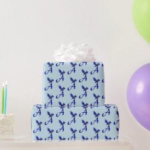 Papel De Regalo Monograma Inicial A Bluebird   