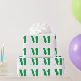 Papel De Regalo Monograma inicial de personalizado verde blanco mo