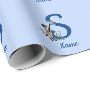 Papel De Regalo Monograma Inicial S de Gato Siames Personalizado