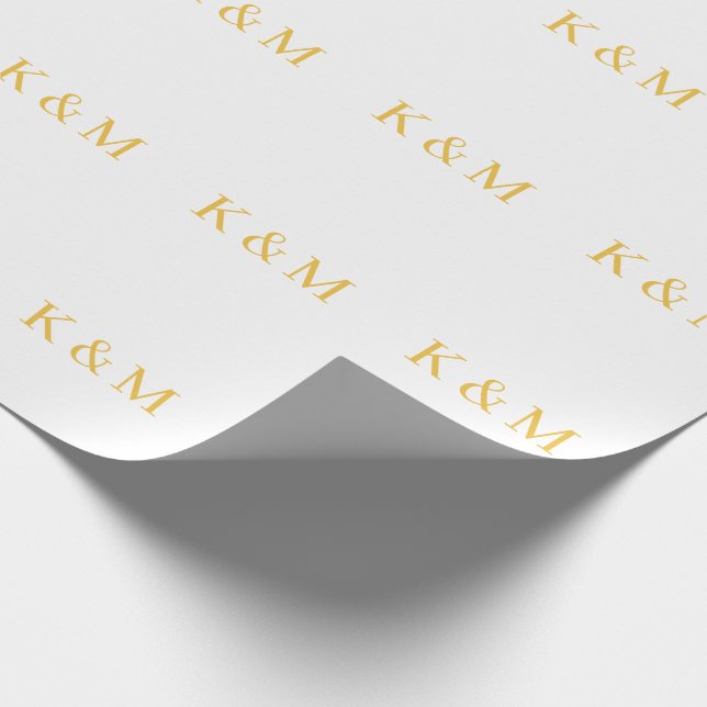 Papel De Regalo Monograma Iniciales Novia Groom Boda de nombre de  (Esquina)