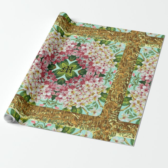 Papel De Regalo Monograma Lilflormth (30 pies) (Desenrollado)