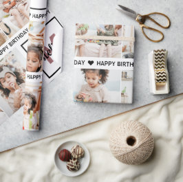 Papel De Regalo Monograma lindo agrega tu propia foto Feliz Cumple