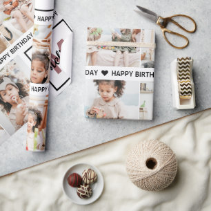 Papel De Regalo Monograma lindo agrega tu propia foto Feliz Cumple