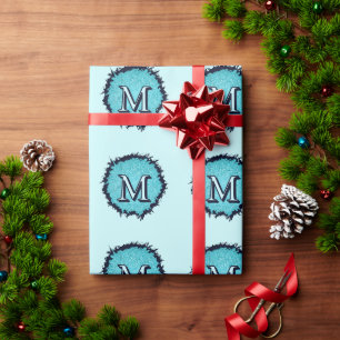 Papel De Regalo Monograma minimalista simple chic azul abstracto