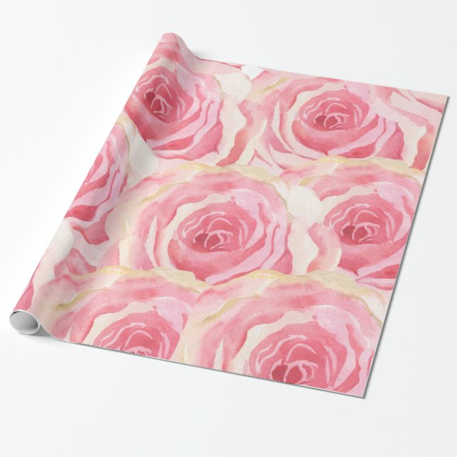 Papel De Regalo Monograma moderno boho terracotta floral acuarela (Desenrollado)