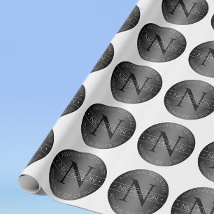 Papel De Regalo Monograma moderno elegante con sombreado en blanco