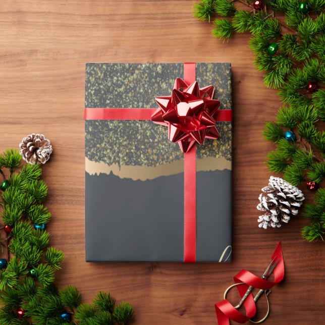 Papel De Regalo Monograma moderno elegante con toque dorado (Regalo de vacaciones)