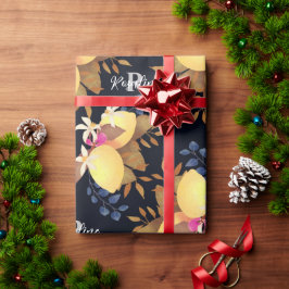 Papel De Regalo Monograma negro de Moda limón