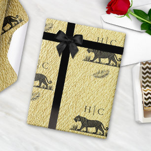 Papel De Regalo Monograma negro de patrón elegante