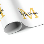 Papel De Regalo Monograma Nombre inicial Oro Personalizado blanco<br><div class="desc">Diseñado con plantillas de texto para el primer y el nombre monogramado que puede personalizar! También puedes cambiar los colores a tu antojo. ¡Ideal para cumpleaños,  bodas,  duchas de novias,  graduaciones,  duchas para bebés y más!</div>