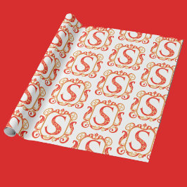 Papel De Regalo Monograma Ornamental Antiguo - Capital S
