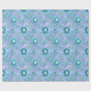 Papel De Regalo Monograma personalizada Icy Blue y Teal Winter Sno