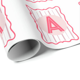 Papel De Regalo Monograma Personalizado con Borde Ondulado Rosa