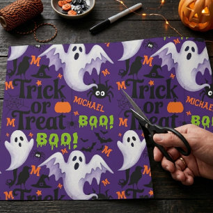 Papel De Regalo Monograma personalizado de nombre de niños Fantasm