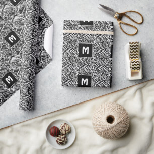 Papel De Regalo Monograma Personalizado Patrón de Cebra