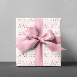 Papel De Regalo Monograma Personalizado Rosa Inicial Y Nombre