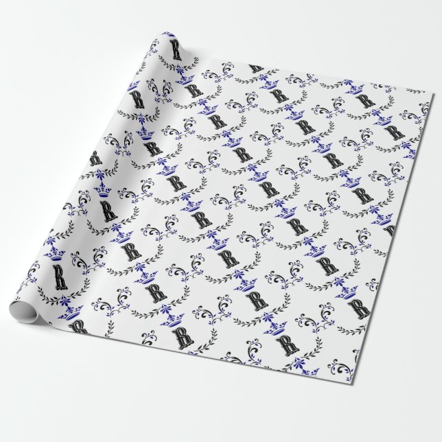 Papel De Regalo Monograma 'R' de la corona (Desenrollado)