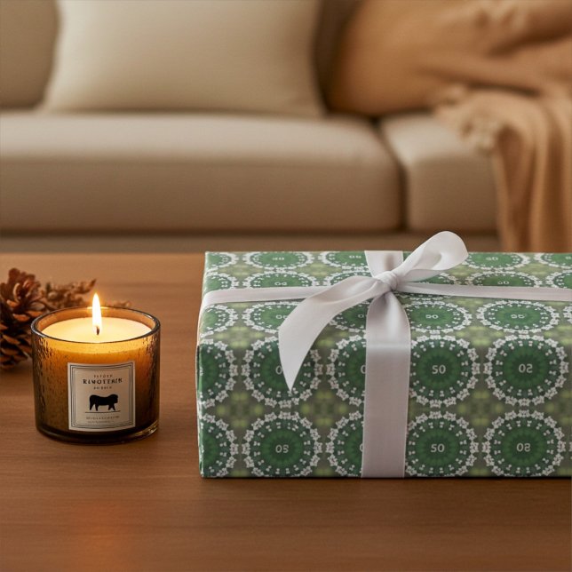 Papel De Regalo Monograma Resumen Primavera Floral Elegante Verde (Subido por el creador)