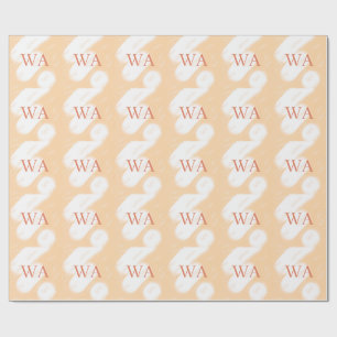 Papel De Regalo Monograma retro en naranja blanco melocotón pastel