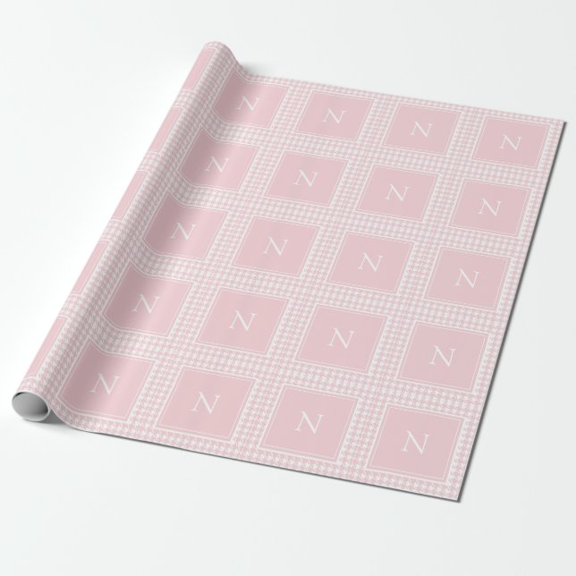 Papel De Regalo Monograma Rosa Houndstap (Desenrollado)