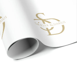 Papel De Regalo Monograma simple Boda personalizado con nombre