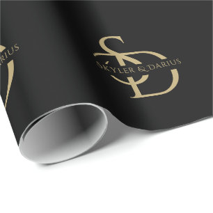 Papel De Regalo Monograma simple Boda personalizado con nombre