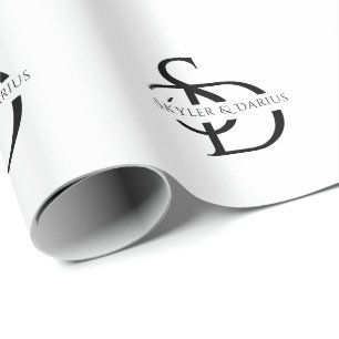 Papel De Regalo Monograma simple Boda personalizado con nombre
