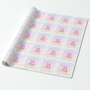 Papel De Regalo Monograma simple de brillo de purpurina colorido c