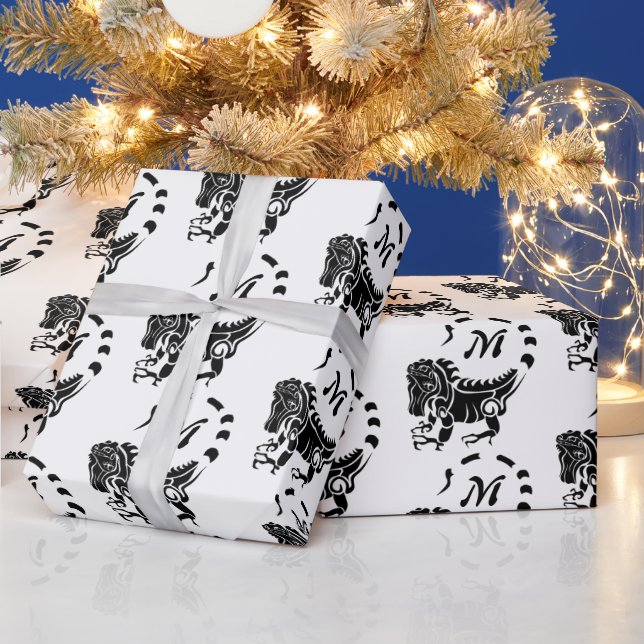 Papel De Regalo Monograma tribal de iguana (Vacaciones)